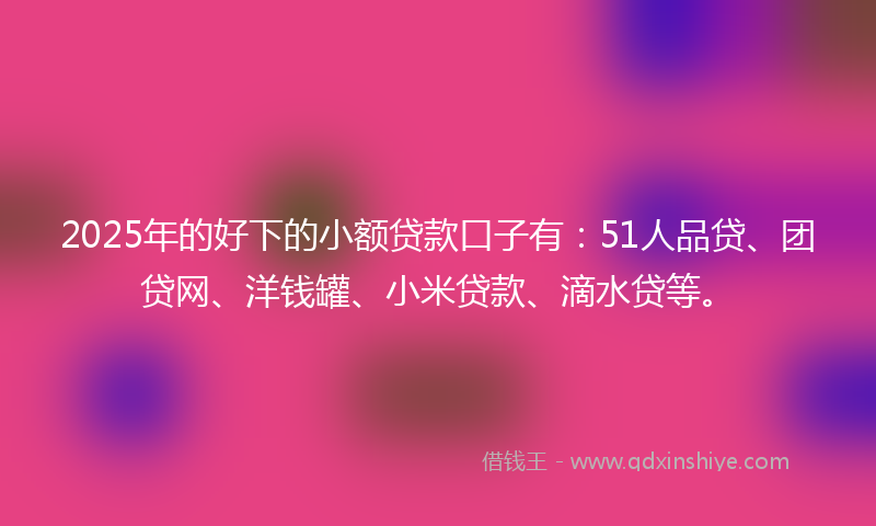 2025年的好下的小额贷款口子有：51人品贷、团贷网、洋钱罐、小米贷款、滴水贷等。