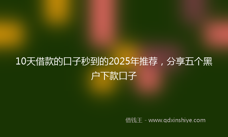 10天借款的口子秒到的2025年推荐，分享五个黑户下款口子