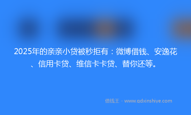 2025年的亲亲小贷被秒拒有：微博借钱、安逸花、信用卡贷、维信卡卡贷、替你还等。