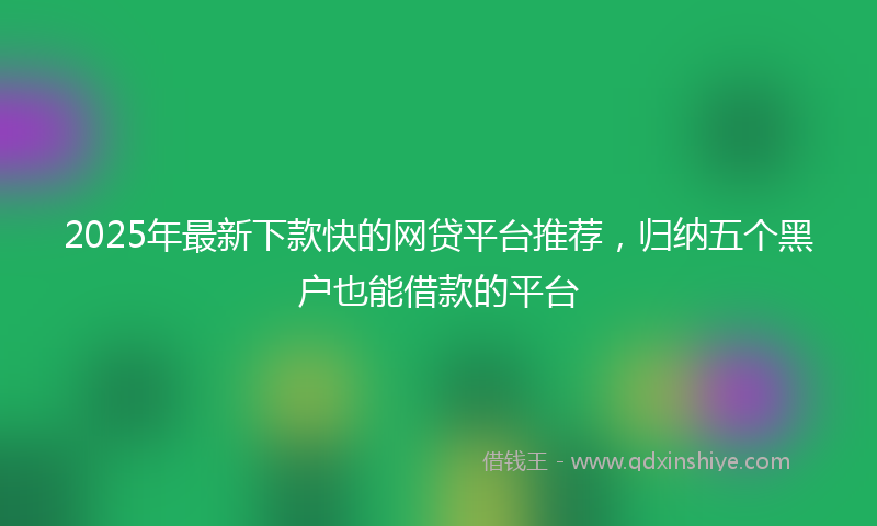 2025年最新下款快的网贷平台推荐，归纳五个黑户也能借款的平台