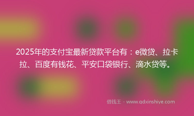 2025年的支付宝最新贷款平台有：e微贷、拉卡拉、百度有钱花、平安口袋银行、滴水贷等。