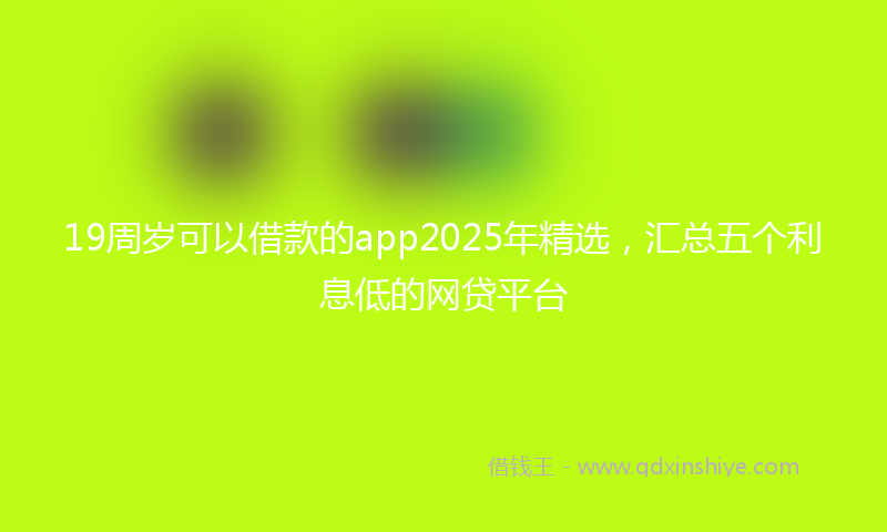 19周岁可以借款的app2025年精选，汇总五个利息低的网贷平台