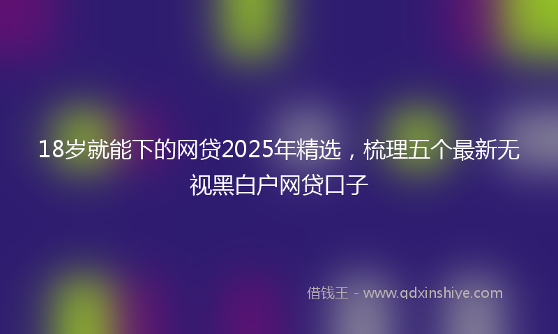 18岁就能下的网贷2025年精选，梳理五个最新无视黑白户网贷口子