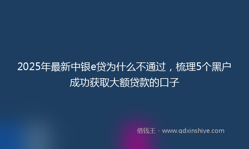 2025年最新中银e贷为什么不通过，梳理5个黑户成功获取大额贷款的口子