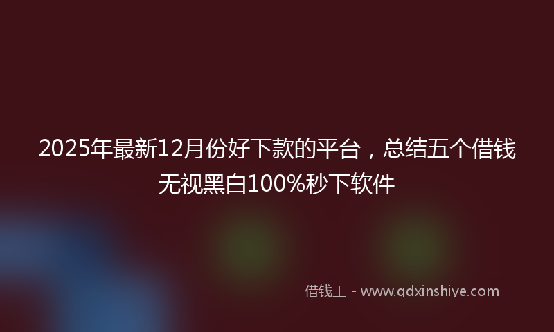 2025年最新12月份好下款的平台，总结五个借钱无视黑白100%秒下软件