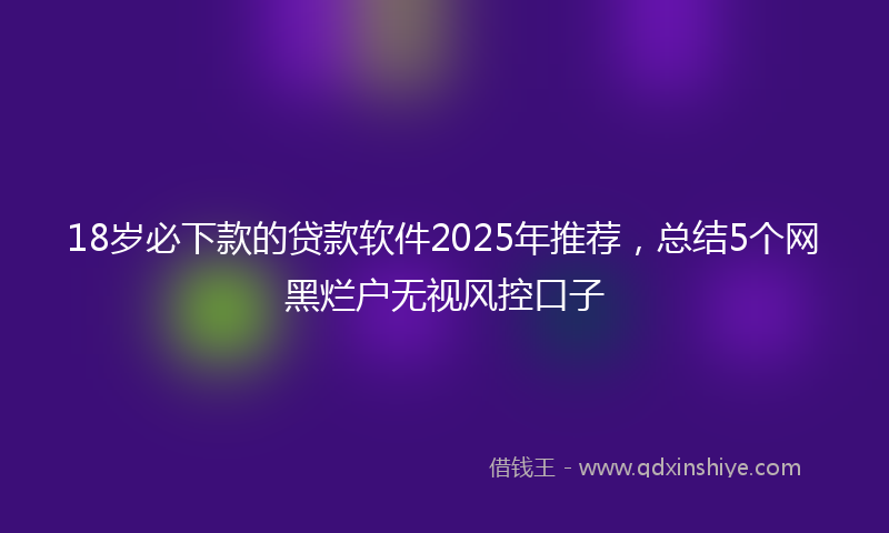 18岁必下款的贷款软件2025年推荐，总结5个网黑烂户无视风控口子