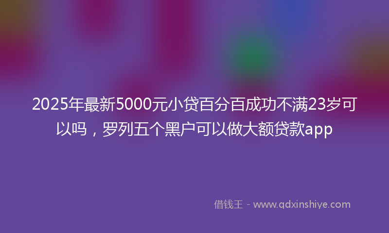 2025年最新5000元小贷百分百成功不满23岁可以吗，罗列五个黑户可以做大额贷款app