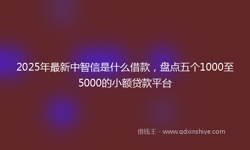 2025年最新中智信是什么借款，盘点五个1000至5000的小额贷款平台