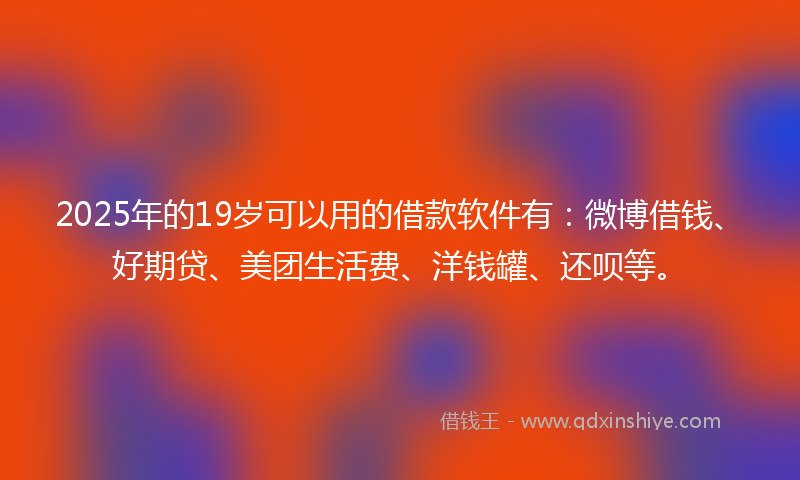 2025年的19岁可以用的借款软件有：微博借钱、好期贷、美团生活费、洋钱罐、还呗等。