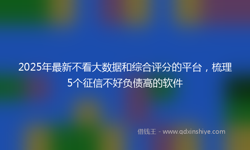 2025年最新不看大数据和综合评分的平台，梳理5个征信不好负债高的软件