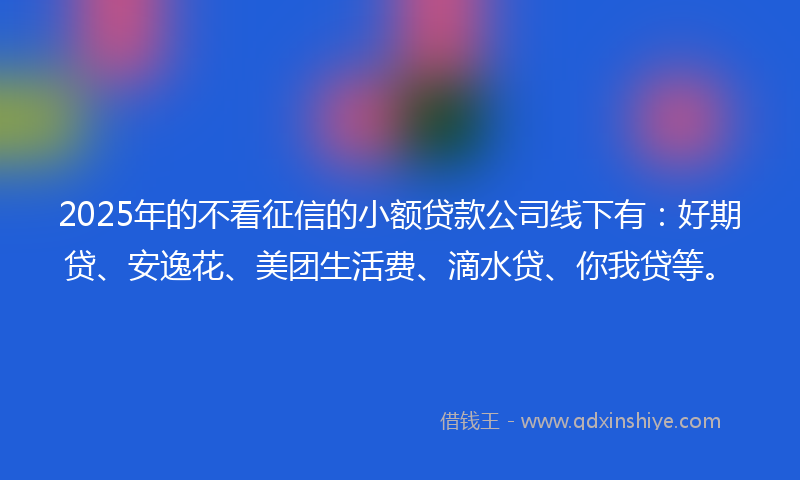 2025年的不看征信的小额贷款公司线下有：好期贷、安逸花、美团生活费、滴水贷、你我贷等。