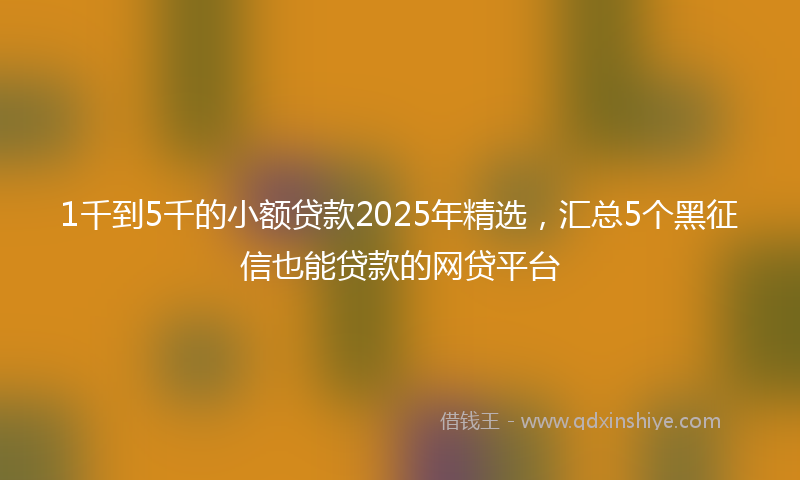 1千到5千的小额贷款2025年精选，汇总5个黑征信也能贷款的网贷平台
