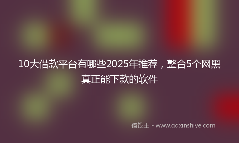 10大借款平台有哪些2025年推荐，整合5个网黑真正能下款的软件