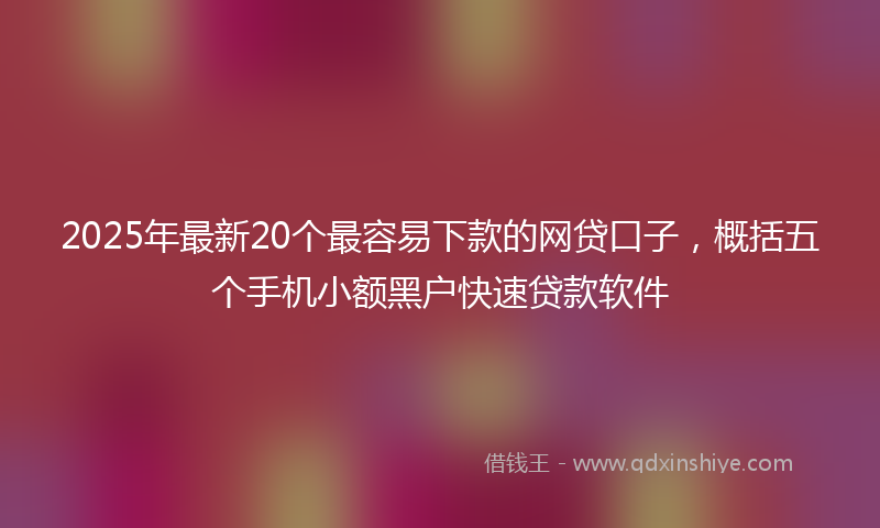 2025年最新20个最容易下款的网贷口子，概括五个手机小额黑户快速贷款软件