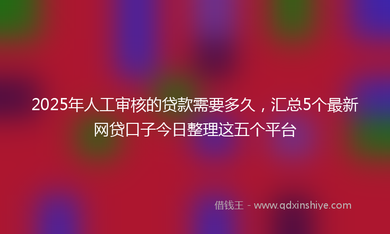 2025年人工审核的贷款需要多久，汇总5个最新网贷口子今日整理这五个平台