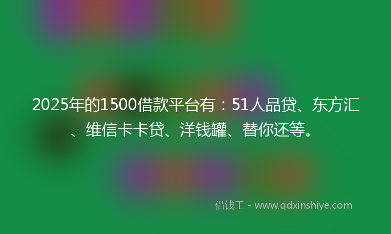 2025年的1500借款平台有：51人品贷、东方汇、维信卡卡贷、洋钱罐、替你还等。