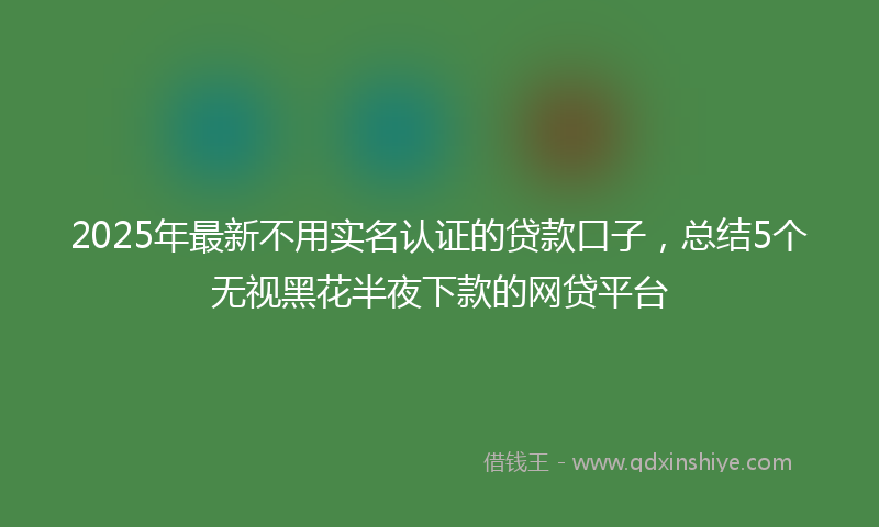 2025年最新不用实名认证的贷款口子，总结5个无视黑花半夜下款的网贷平台