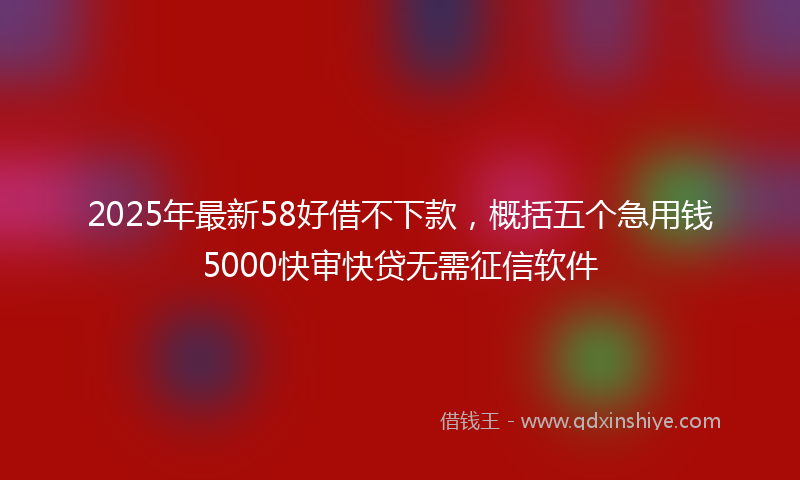 2025年最新58好借不下款，概括五个急用钱5000快审快贷无需征信软件