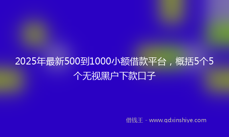 2025年最新500到1000小额借款平台，概括5个5个无视黑户下款口子