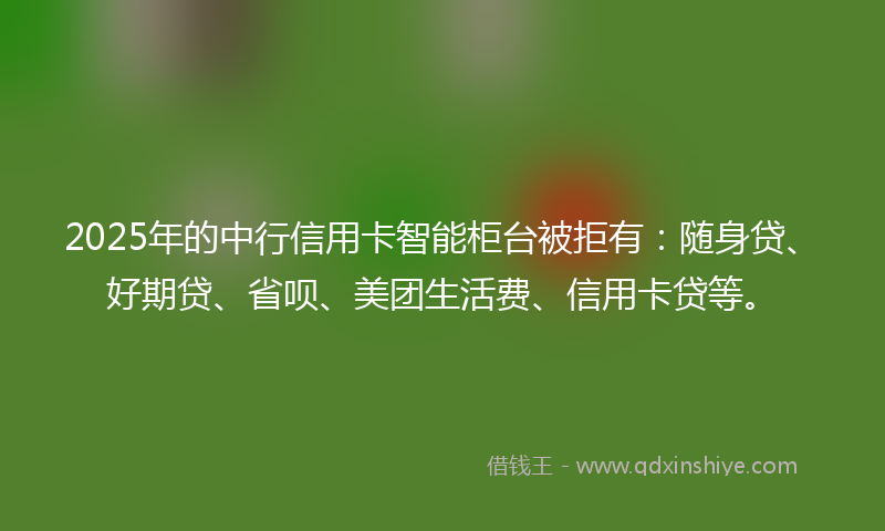 2025年的中行信用卡智能柜台被拒有：随身贷、好期贷、省呗、美团生活费、信用卡贷等。