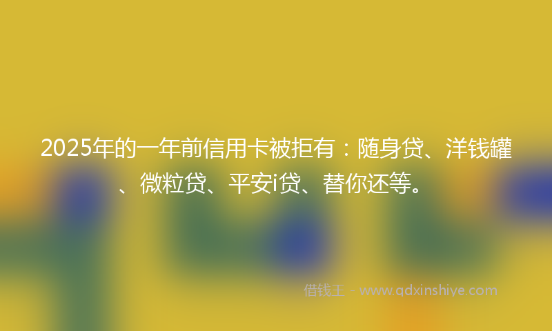 2025年的一年前信用卡被拒有：随身贷、洋钱罐、微粒贷、平安i贷、替你还等。