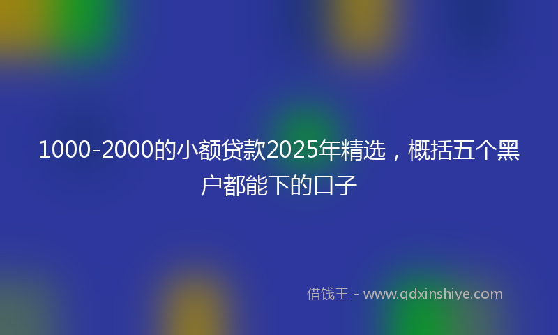 1000-2000的小额贷款2025年精选，概括五个黑户都能下的口子