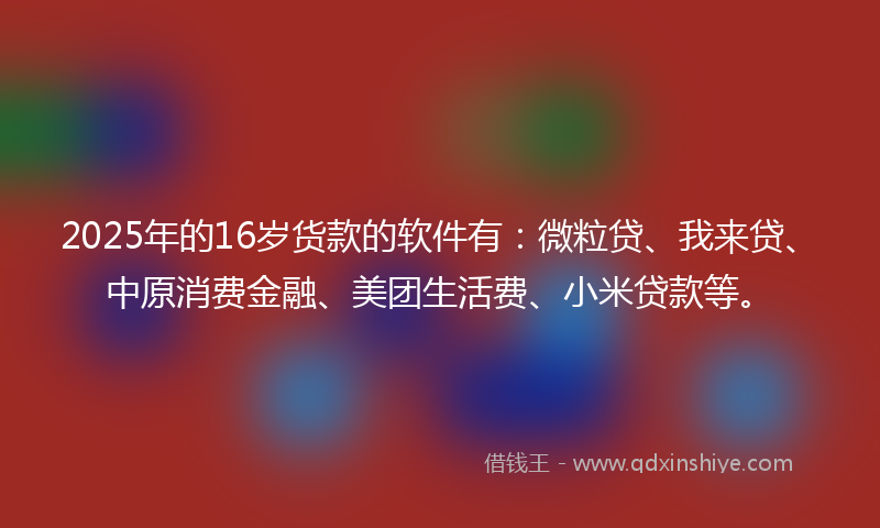 2025年的16岁货款的软件有：微粒贷、我来贷、中原消费金融、美团生活费、小米贷款等。