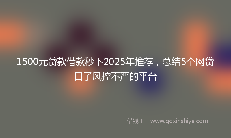 1500元贷款借款秒下2025年推荐，总结5个网贷口子风控不严的平台