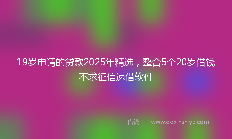 19岁申请的贷款2025年精选，整合5个20岁借钱不求征信速借软件