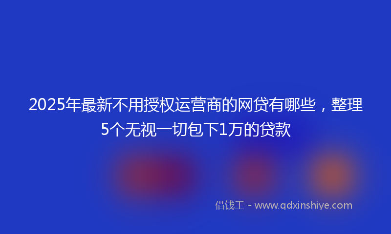 2025年最新不用授权运营商的网贷有哪些，整理5个无视一切包下1万的贷款
