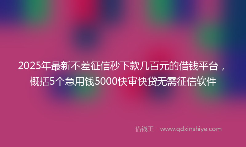 2025年最新不差征信秒下款几百元的借钱平台，概括5个急用钱5000快审快贷无需征信软件