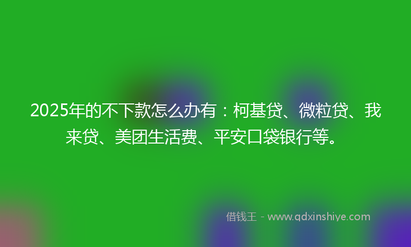 2025年的不下款怎么办有：柯基贷、微粒贷、我来贷、美团生活费、平安口袋银行等。