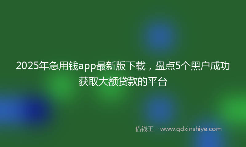 2025年急用钱app最新版下载，盘点5个黑户成功获取大额贷款的平台