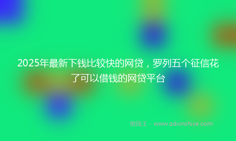 2025年最新下钱比较快的网贷，罗列五个征信花了可以借钱的网贷平台