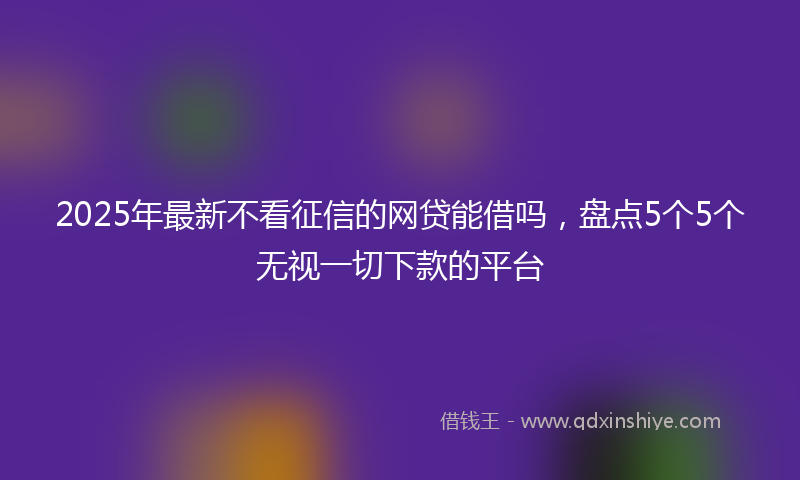 2025年最新不看征信的网贷能借吗，盘点5个5个无视一切下款的平台