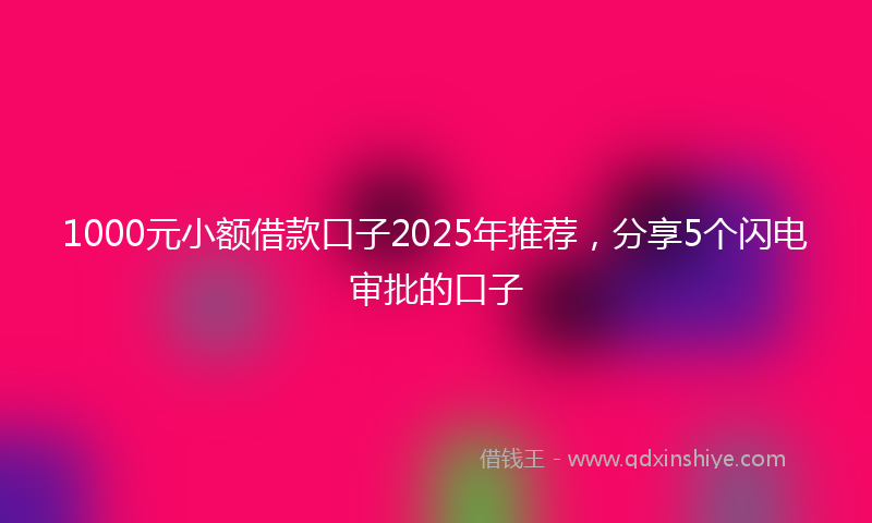 1000元小额借款口子2025年推荐，分享5个闪电审批的口子