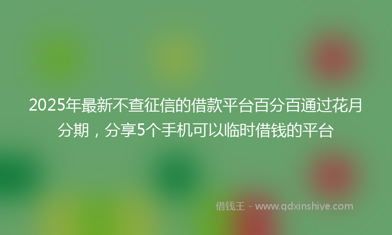 2025年最新不查征信的借款平台百分百通过花月分期，分享5个手机可以临时借钱的平台