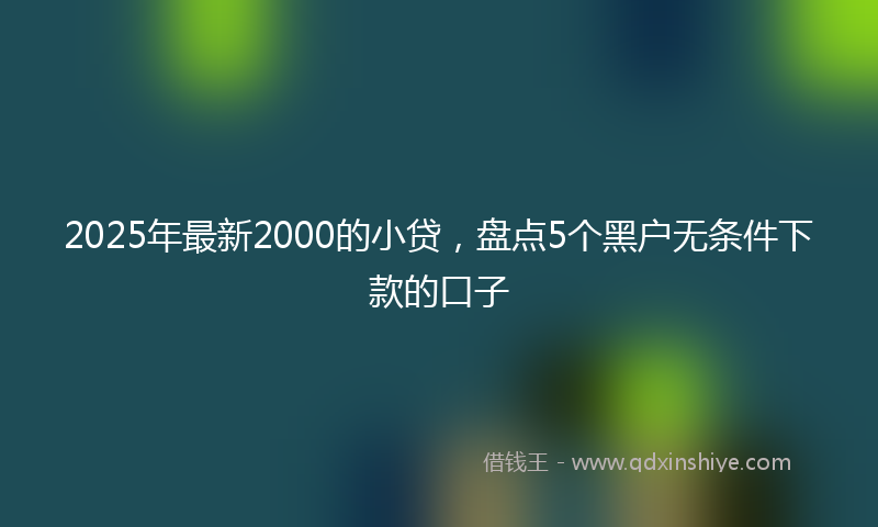 2025年最新2000的小贷，盘点5个黑户无条件下款的口子