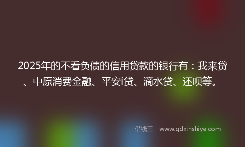 2025年的不看负债的信用贷款的银行有：我来贷、中原消费金融、平安i贷、滴水贷、还呗等。