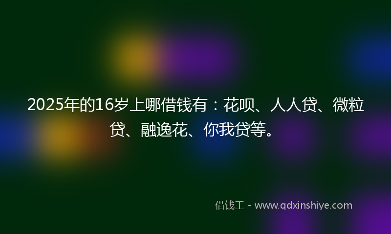 2025年的16岁上哪借钱有：花呗、人人贷、微粒贷、融逸花、你我贷等。