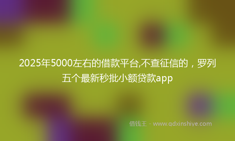 2025年5000左右的借款平台,不查征信的，罗列五个最新秒批小额贷款app