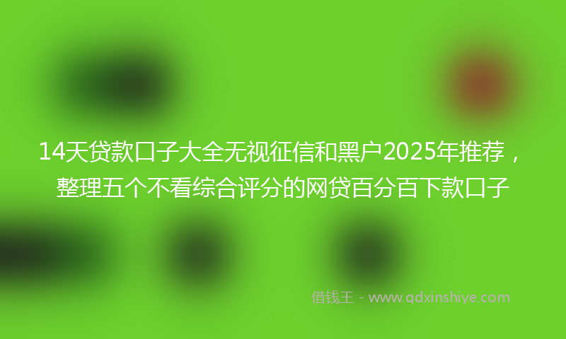 14天贷款口子大全无视征信和黑户2025年推荐，整理五个不看综合评分的网贷百分百下款口子