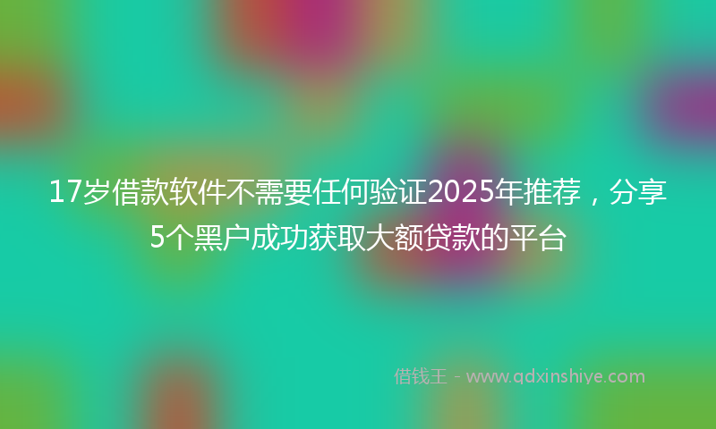 17岁借款软件不需要任何验证2025年推荐，分享5个黑户成功获取大额贷款的平台