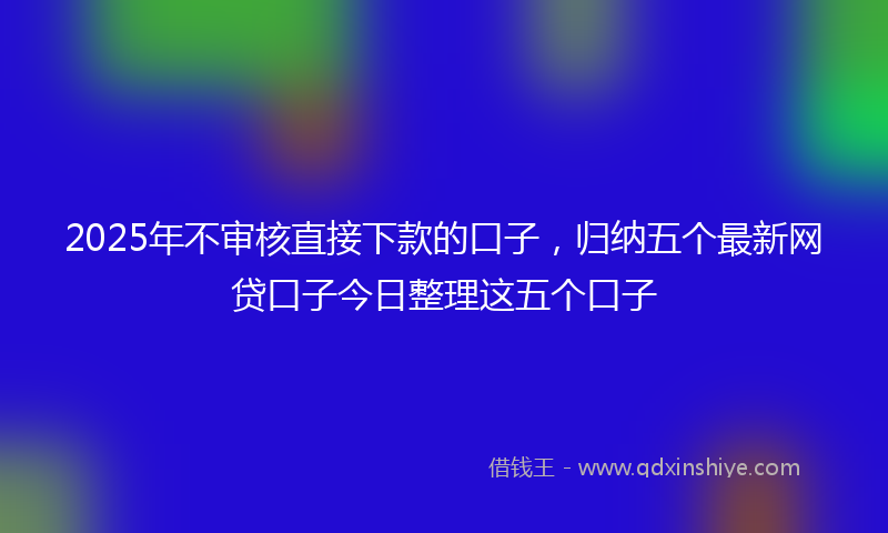 2025年不审核直接下款的口子，归纳五个最新网贷口子今日整理这五个口子