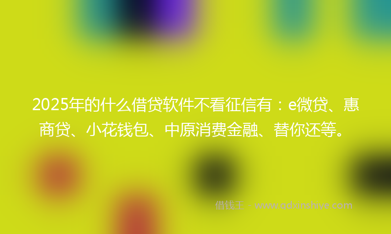 2025年的什么借贷软件不看征信有：e微贷、惠商贷、小花钱包、中原消费金融、替你还等。