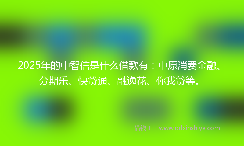 2025年的中智信是什么借款有：中原消费金融、分期乐、快贷通、融逸花、你我贷等。