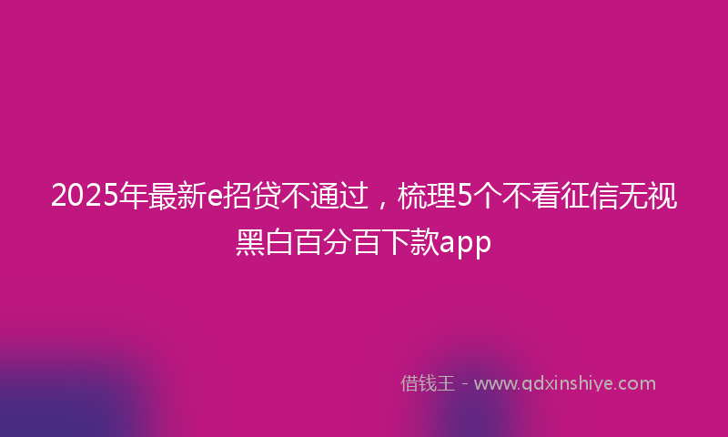 2025年最新e招贷不通过，梳理5个不看征信无视黑白百分百下款app