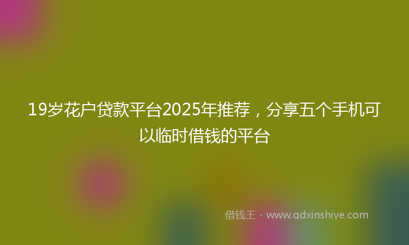 19岁花户贷款平台2025年推荐，分享五个手机可以临时借钱的平台