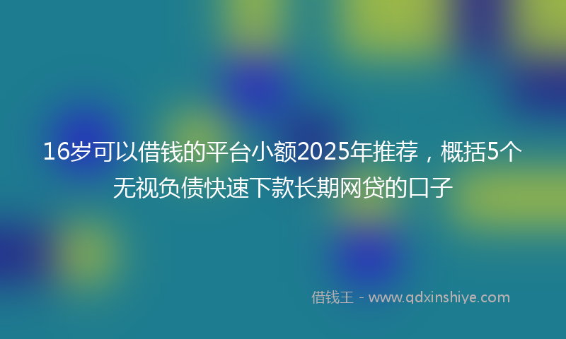 16岁可以借钱的平台小额2025年推荐，概括5个无视负债快速下款长期网贷的口子