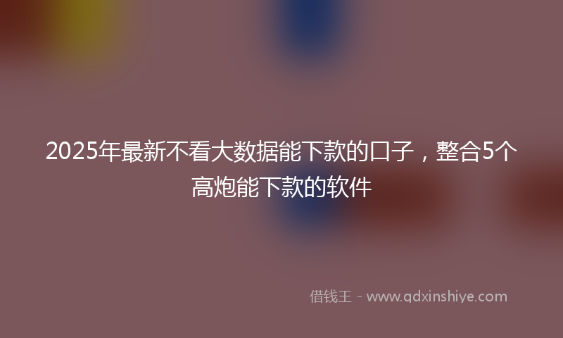 2025年最新不看大数据能下款的口子，整合5个高炮能下款的软件